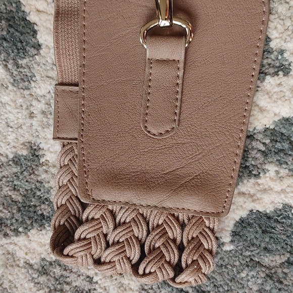 Faux Leather Braided Stretch Belt Women's Small Medium - Picture 3 of 16